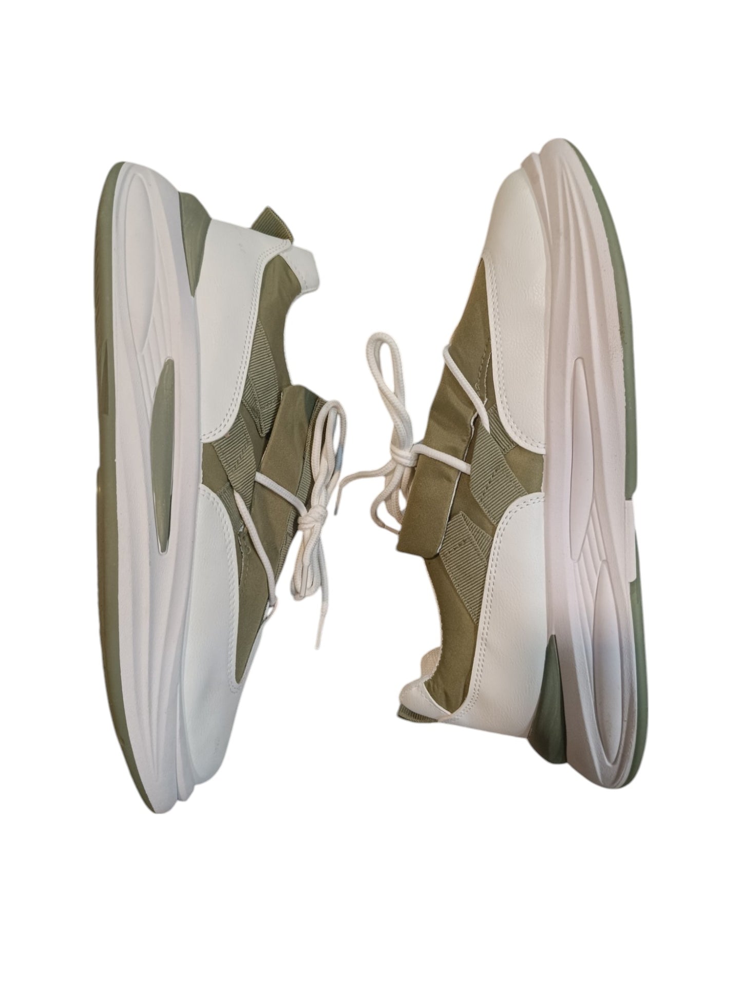 Aces Gravity Athletic Sneaker Two Tone White and Olive Green for Men