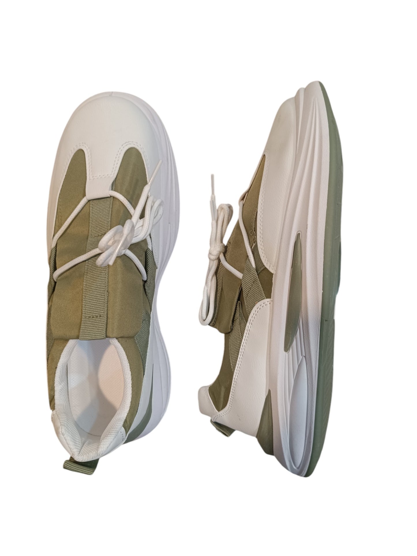 Aces Gravity Athletic Sneaker Two Tone White and Olive Green for Men