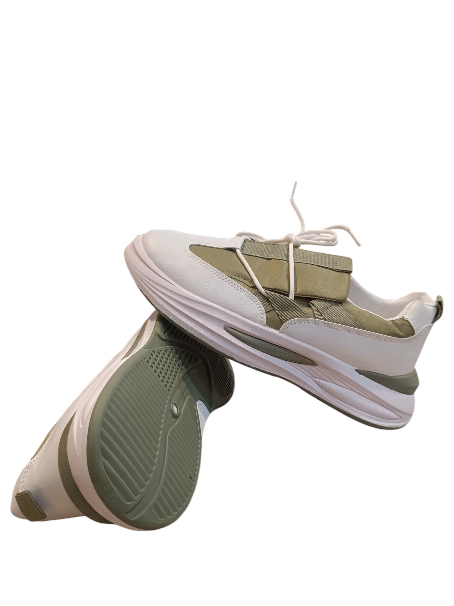 Aces Gravity Athletic Sneaker Two Tone White and Olive Green for Men