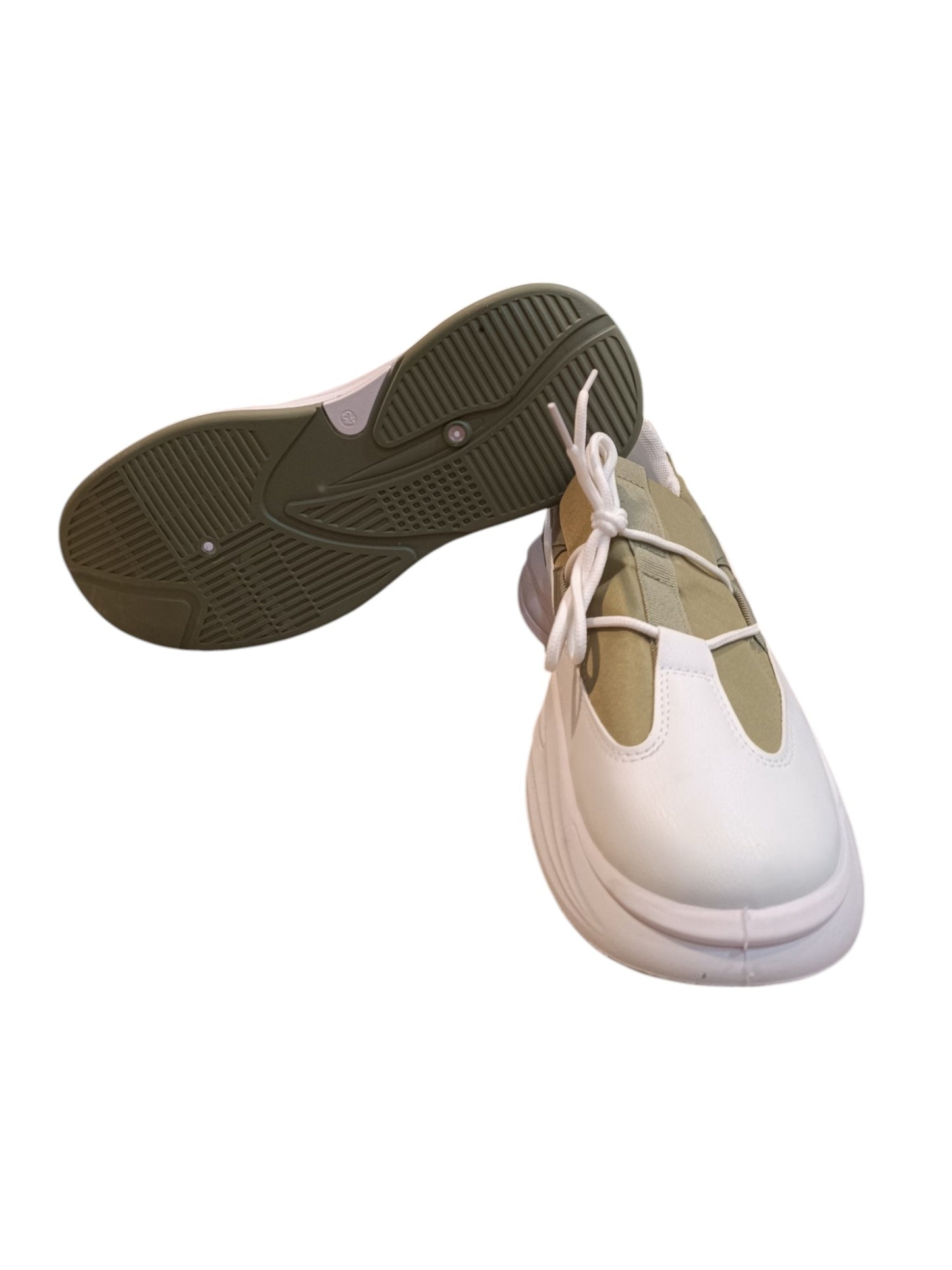 Aces Gravity Athletic Sneaker Two Tone White and Olive Green for Men